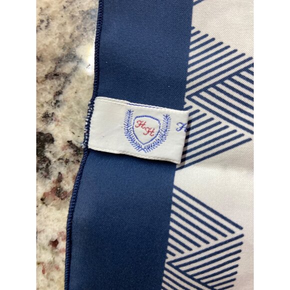Vintage Hampton Hall Rectangle Scarf Womens Geometric Print Navy White Corpcore - Picture 3 of 7